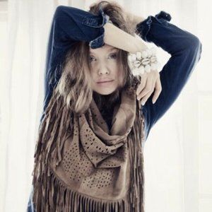 Vintage Spell & the Gypsy Collective Designs Suede Thunderbird Shawl One Size